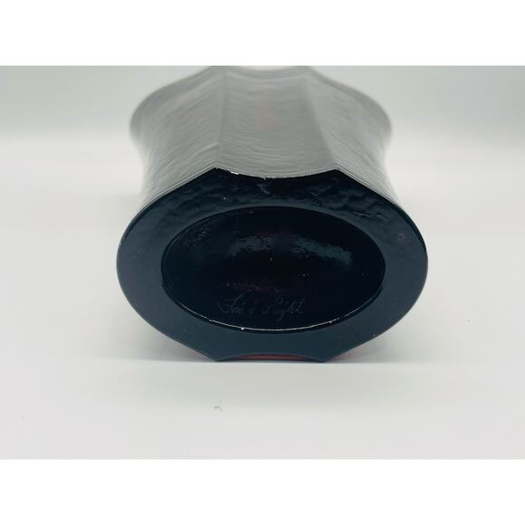 Fire & Light Recycled Art Glass Aurora Vase Signed Rare - Plum - Picture 8 of 9